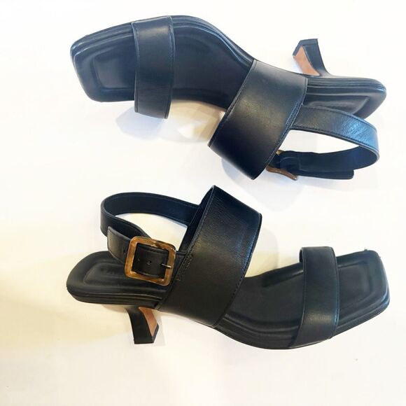 Vince Cira Square Toe Slingback Sandals Size 39 8.5 Black leather - Picture 5 of 11